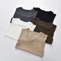 Women's U-Neck Sleeveless Vest Summer Outer Wear Inner Anti-Exposure Side Chest Cotton Bottom White Top main image 3