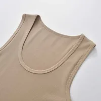 Women's U-Neck Sleeveless Vest Summer Outer Wear Inner Anti-Exposure Side Chest Cotton Bottom White Top main image 4