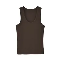 Women's U-Neck Sleeveless Vest Summer Outer Wear Inner Anti-Exposure Side Chest Cotton Bottom White Top sku image 8