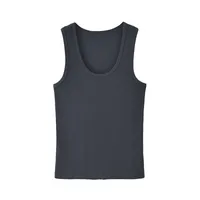 Women's U-Neck Sleeveless Vest Summer Outer Wear Inner Anti-Exposure Side Chest Cotton Bottom White Top sku image 11