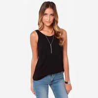 Elegant Backless Deep V-neck Sexy Stretch Women's Vest Fashion European Style Sleeveless T-shirt Solid Color Commute Friendly main image 2