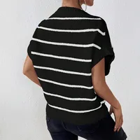 Women's Short-Sleeved Knitted Sweater Summer New Striped Multicolor Printing Pullover Cotton Acrylic Loose Design Street Style Top main image 3
