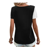Stylish Loose Short Sleeve T-shirt Color Matching Neckline Women's Casual Style Comfortable Polyester Blend Urban Commuter Style main image 5