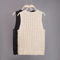 Fashion Hollowed-out Cotton Sleeveless Round Neck Sweater Women's Elegant Short Top  Style main image 2
