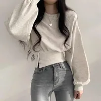 Fashion Style Women's Zipper Hoodie Short Long Sleeve Crew Neck Pullover Sweatshirt Casual Fashion Scale Polyester main image 2