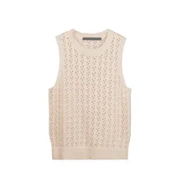 Fashion Hollowed-out Cotton Sleeveless Round Neck Sweater Women's Elegant Short Top  Style main image 5