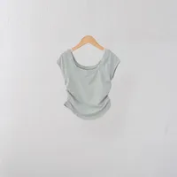 Women's Yoga Sportswear Short Sleeve Quick-Drying Breathable Running Training Fitness Suit Professional Pilates Top Nylon Fabric sku image 3