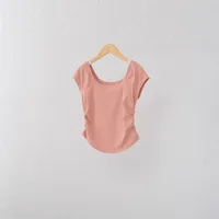 Women's Yoga Sportswear Short Sleeve Quick-Drying Breathable Running Training Fitness Suit Professional Pilates Top Nylon Fabric sku image 8