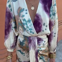 Elegant V-neck Long Sleeve Split Skirt Ladies Fashion Suit  New European Style Sweet Fresh Style Polyester Fabric main image 4