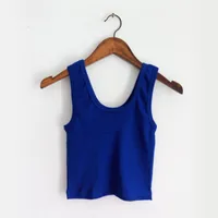Fashion Sexy Short Yoga Exercise Vest Backless Slim Fit Bottoming Vest Women's New-Style Cotton Blend Solid Color Design sku image 4