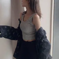 Fashion Sexy Short Yoga Exercise Vest Backless Slim Fit Bottoming Vest Women's New-Style Cotton Blend Solid Color Design sku image 6