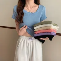 Summer  Women's Knitted Short-Sleeved T-shirt Ice Silk Material Slim Fit Short Chic Coat Bottoming Top Casual New Style main image 1