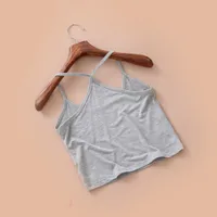 Fashion Sexy Short Yoga Exercise Vest Backless Slim Fit Bottoming Vest Women's New-Style Cotton Blend Solid Color Design sku image 15