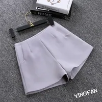 Slim High Waist Women's Suit Shorts Summer Casual Pants A- Line Wide Leg Black Trend Hot Pants Cotton Blend Comfortable Outdoor sku image 7