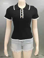 Fashion Style Summer Women's Clothing Slim Fit Street Style Top European Style Ice Silk Knitted Short Sleeve  French Style sku image 6