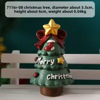 Adorable Christmas Decoration Miniature Landscape Santa Claus Christmas Tree Animal Resin Crafts Cute Style Gift Blind Box sku image 1