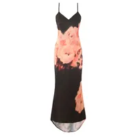 Elegant Vintage Printed Long Evening Dress Sexy Slim Fit Backless Strapless Dress Mid Waist A- Line Profile V-neck Sleeveless main image 1