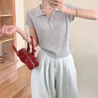 Fashion Slim Fit Short Sleeve T-shirt Women's Button Top Unique Summer Elegance Shirt Effect Polyester Nylon Fabric main image 2