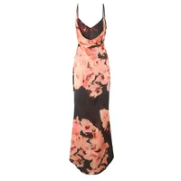 Elegant Vintage Printed Long Evening Dress Sexy Slim Fit Backless Strapless Dress Mid Waist A- Line Profile V-neck Sleeveless main image 2