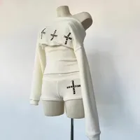 Fashion American Rivet Casual Suit Long Sleeve Sweater Loose Shorts Suit Fashion Street Fashion Diamond Decoration Women's Clothing main image 3
