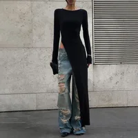 Fashion Street Style Round Neck Long Sleeve Asymmetric Dress Autumn And Winter New Women's Clothing  Style main image 2
