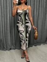 Elegant Floral Print Tight Sexy Strapless Dress Women's Fashion Design Spring And Summer New  Style sku image 1