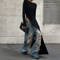 Fashion Street Style Round Neck Long Sleeve Asymmetric Dress Autumn And Winter New Women's Clothing  Style main image 3