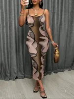 Elegant Floral Print Tight Sexy Strapless Dress Women's Fashion Design Spring And Summer New  Style sku image 2