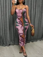 Elegant Floral Print Tight Sexy Strapless Dress Women's Fashion Design Spring And Summer New  Style sku image 3