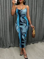 Elegant Floral Print Tight Sexy Strapless Dress Women's Fashion Design Spring And Summer New  Style sku image 4