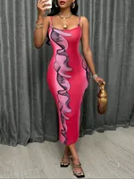 Elegant Floral Print Tight Sexy Strapless Dress Women's Fashion Design Spring And Summer New  Style sku image 5