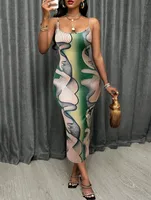 Elegant Floral Print Tight Sexy Strapless Dress Women's Fashion Design Spring And Summer New  Style sku image 6