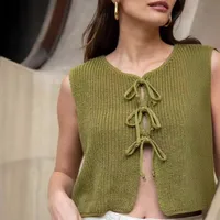 Summer  Women's Knitted Coat Solid Color Belt Cardigan Personality Fashion Upper Body Elegant Style Commuter Quality main image 2