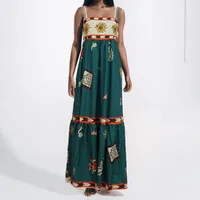 Elegant Printed Maxi Skirt Summer Dress Fashion Strapless Maxi Skirt European Style Fashion Women's Wear Mid Waist Ankle Length sku image 6