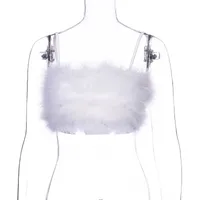 Fashion Sexy  Women's Mini Vest Strapless Short Top Fluffy Fit Trendy Nightclub Punk Style Short Slim Fit sku image 1