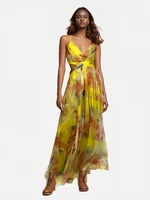 Elegant V-neck Backless Print Mesh Dress Summer Spring New Vacation Party Dress Sleeveless And Floor Dress sku image 14