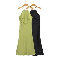 Elegant And Fashionable Silk Satin Sling Dress European Style Versatile Pendant Quality Mid-Length Dress Dress Leisure Commute Applicable main image 1