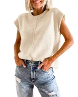 Casual Style Loose Knitted Round Neck Long Sleeve Pullover Women's Summer Comfortable Fit Knitwear Full Sleeve sku image 4