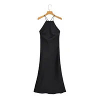 Elegant And Fashionable Silk Satin Sling Dress European Style Versatile Pendant Quality Mid-Length Dress Dress Leisure Commute Applicable main image 4