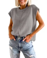 Casual Style Loose Knitted Round Neck Long Sleeve Pullover Women's Summer Comfortable Fit Knitwear Full Sleeve sku image 19