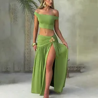 Summer Sexy European Women's Fashion Casual Set Slit Slim-Fitting Halter Mini Skirt And Top main image 3