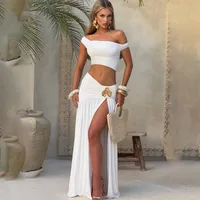 Summer Sexy European Women's Fashion Casual Set Slit Slim-Fitting Halter Mini Skirt And Top main image 4