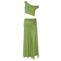 Summer Sexy European Women's Fashion Casual Set Slit Slim-Fitting Halter Mini Skirt And Top main image 5