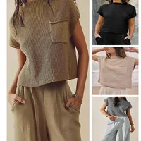 Casual Knitted Vest Women Sleeveless Turtleneck Sweater European Street Fashion Solid Color Polyester Long main image 1