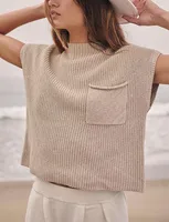 Casual Knitted Vest Women Sleeveless Turtleneck Sweater European Street Fashion Solid Color Polyester Long sku image 3