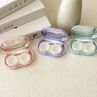 New Invisible Macaron Color Simplified Portable Companion Box With Mirror Clip Care Box For Glasses ABS Material main image 4