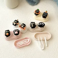 Portable Drawer Style Cartoon Bear Contact Lens Case With Clip Invisible Eye Lenses Box Easy Pull Design Direct Supply CT52 main image 3
