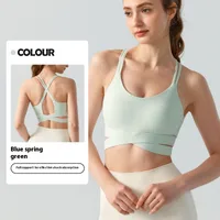 Women's Yoga Vest Sports Fitness Running Bra With Chest Pad Medium Intensity Outdoor Running Beautiful Back One-Piece Underwear sku image 7