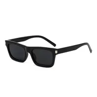 Square Narrow Frame Sunglasses Unisex Driving UV Protection Fashionable Black Full Frame Glasses For Men And Women sku image 1