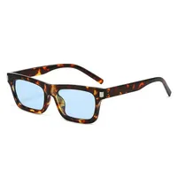 Square Narrow Frame Sunglasses Unisex Driving UV Protection Fashionable Black Full Frame Glasses For Men And Women sku image 2